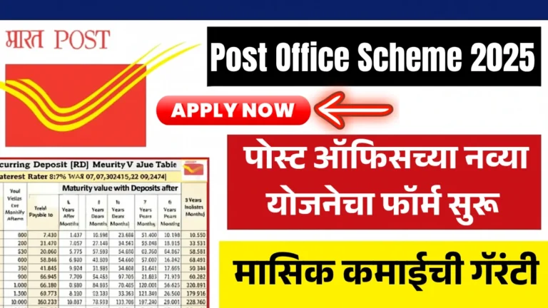 Post Office Scheme 2025: पोस्ट ऑफिसच्या नव्या योजनेचा फॉर्म सुरू – मासिक कमाईची गॅरंटी!